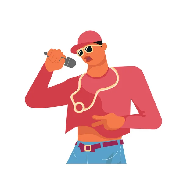 Fekete rapper énekel és táncol — Stock Vector