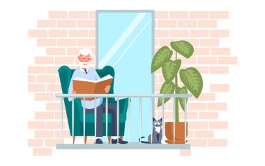 Balkonda kitap okuyorum.