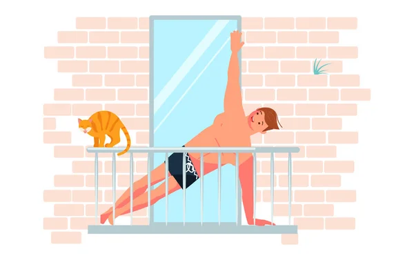 Yoga pe balcon — Vector de stoc