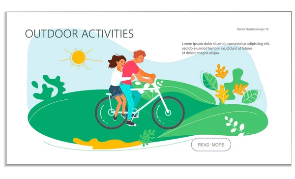 Summer outdoor activity cycling — Stock Vector