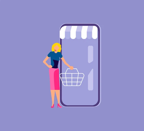 Metafora dello shopping online — Vettoriale Stock