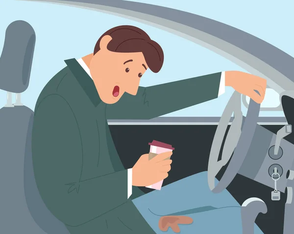 Fahrer verschüttete Kaffee — Stockvektor