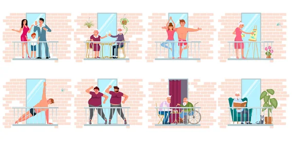 Different people stay at home — Stock Vector