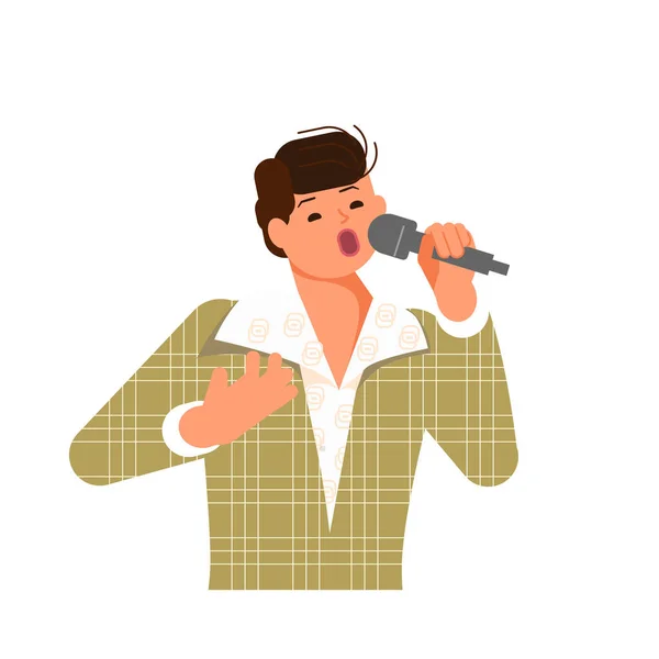 Handsome male singer in vintage suit — Stock Vector