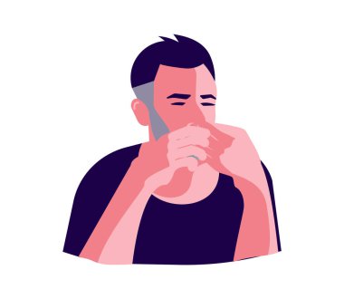 Adam ağzını kapatıyor.