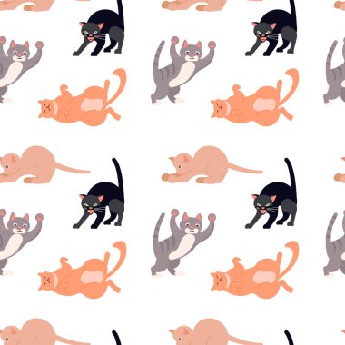 Kedi karakterleri pürüzsüz desen