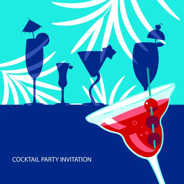 Cocktail exotique sur bleu vif — Image vectorielle