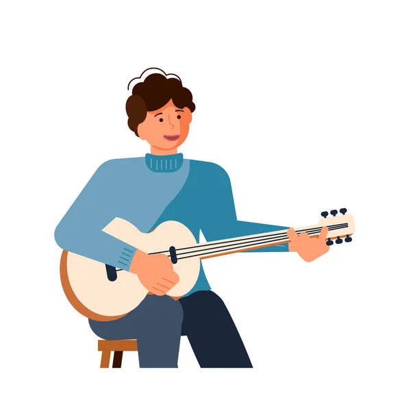 Folk singer is playing guitar — Stock Vector