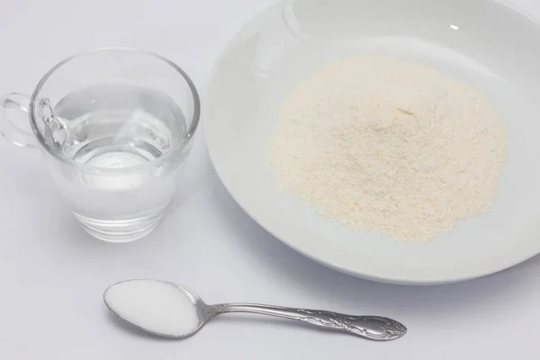 Ingredients to prepare Colombian arepa dough — Stock Photo, Image