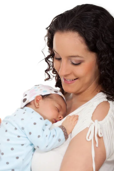 Onların bir ay kız bebek ile anne Telifsiz Stok Fotoğraflar