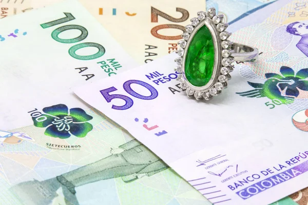 Colombian Emerald Ring and Money