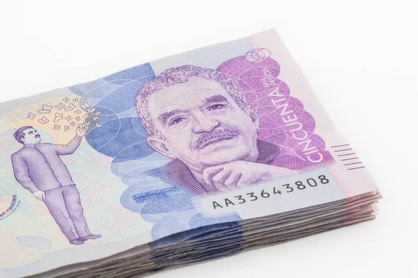 50 천 콜롬비아 페소 지폐의 뭉치 — 스톡 사진