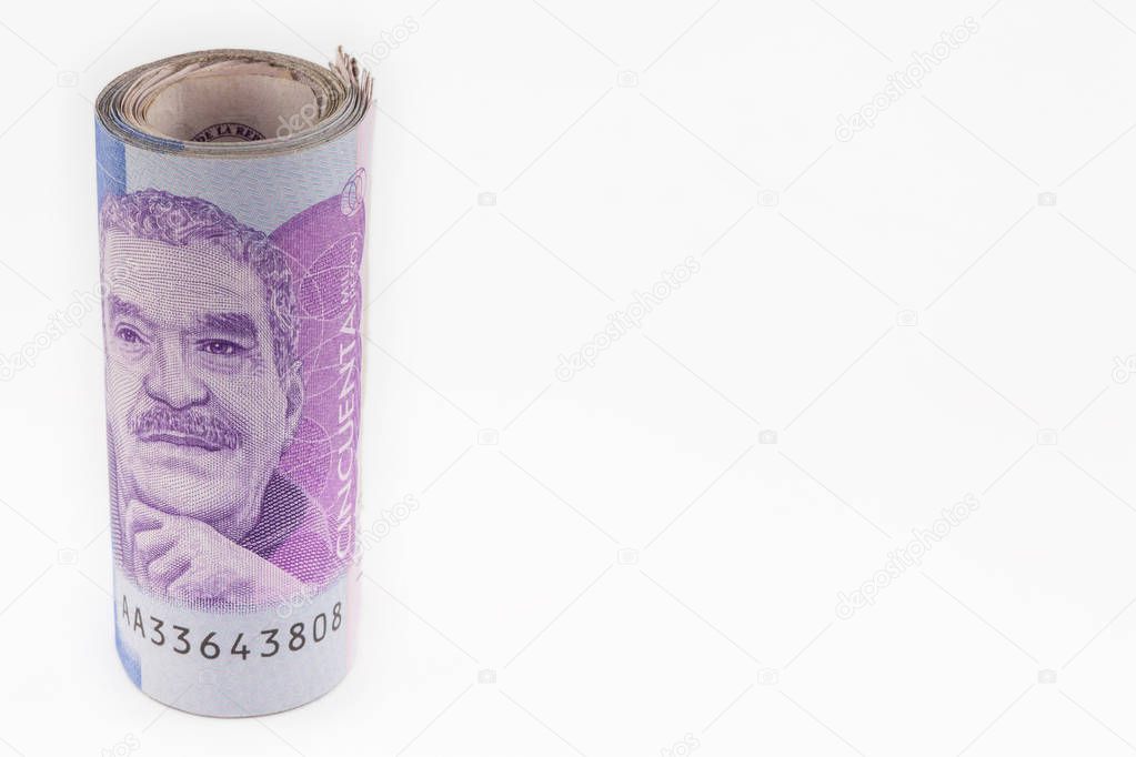 Roll of Fifty Thousand Colombian Pesos Bills