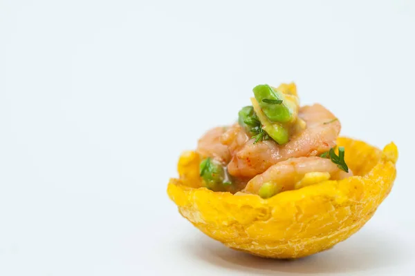 질경이 컵 새우 ceviche로 가득 — 스톡 사진