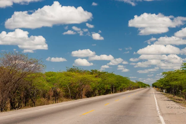 La Guajira Kolombiya, yalnız düz yol — Stok fotoğraf