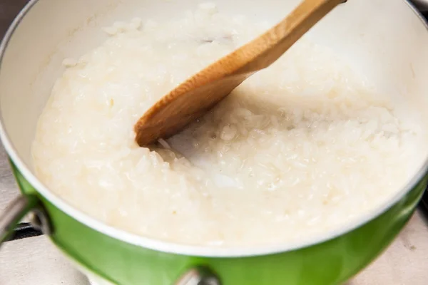 Cooked rice with added milk — Stock Photo, Image