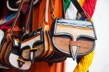 Colombian traditional leather satchel from Antioquia called Carriel clipart