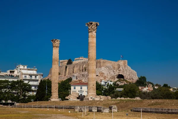 Ruins Temple Olympian Zeus Also Known Olympieion Acropolis Center Athens — Stock Photo, Image