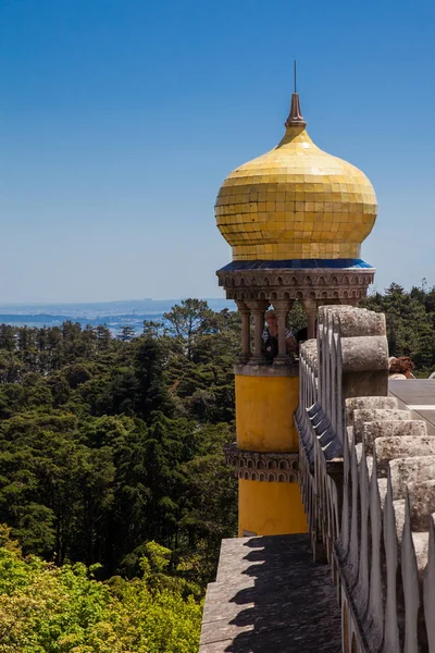 Tourists visiting the Pena Palace at the municipality of Sintra in Portugal — Stock Photo, Image