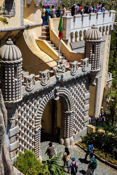 Tourists visiting the Pena Palace at the municipality of Sintra in Portugal — Stock Photo, Image
