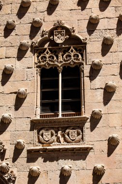 1517 'de İspanya' nın Salamanca kentinde inşa edilen tarihi Mermi Evi 'nin pencerelerinin ayrıntıları
