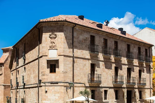 Vacker Arkitektur Antika Byggnader Runt Calle Melendez Salamanca Gamla Stan — Stockfoto