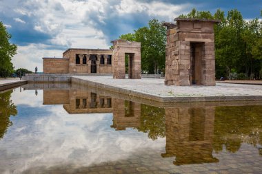 MADRID, SPAIN - MAY, 2018: Temple of Debod an ancient Egyptian temple that was dismantled and rebuilt in Madrid