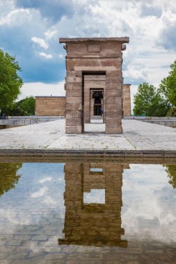 MADRID, SPAIN - MAY, 2018: Temple of Debod an ancient Egyptian temple that was dismantled and rebuilt in Madrid