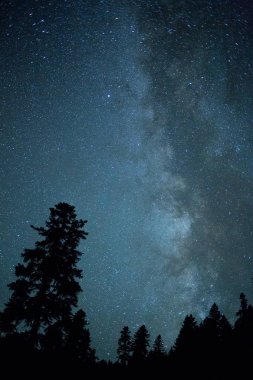 dağlarda gece manzarası. Yıldızlı gökyüzü
