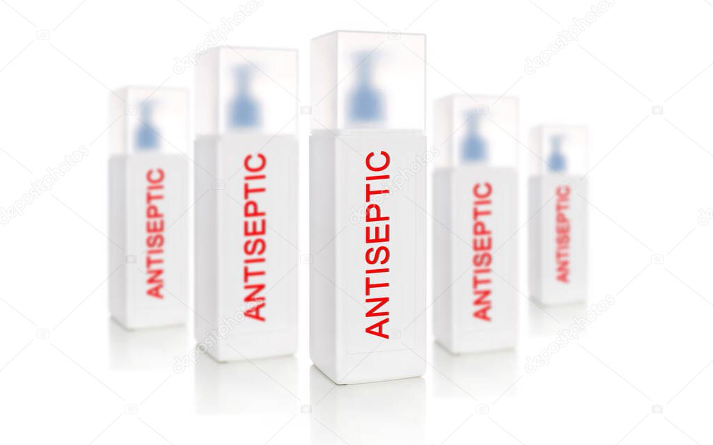 bottle of antiseptic, which helps in the prevention of a pandemic covid-19