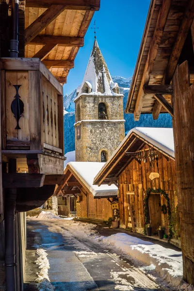Gryon dorp in de winter — Stockfoto