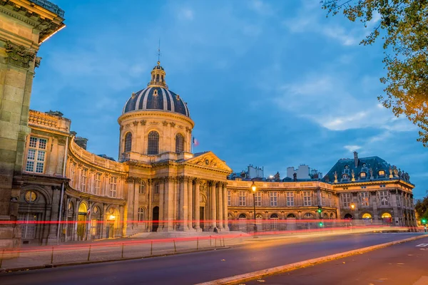Institut France París Atardecer Luces Encendidas — Foto de Stock