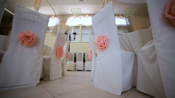 Красиве прикраса залу для весілля — стокове відео