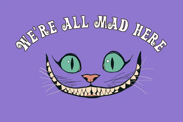 Cheshire cat tale için gülümseme alice harikalar diyarında — Stok Vektör