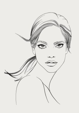 Kızın yüzü model. Güzel kız. Genç kadın yüzü.