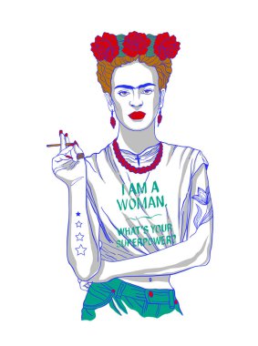 Magdalena Carmen Frida Kahlo y Calderon (6 Temmuz 1907 13 Temmuz 1954), genellikle Frida Kahlo bilinen bir Meksikalı ressam oldu. Diego Rivera, aynı zamanda tanınmış bir ressam evli olduğunu. Vektör çizim.