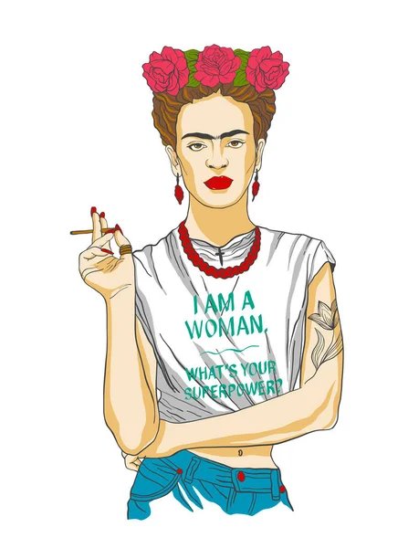 Magdalena Carmen Frida Kahlo Calderon Temmuz 1907 Temmuz 1954 Genellikle — Stok Vektör