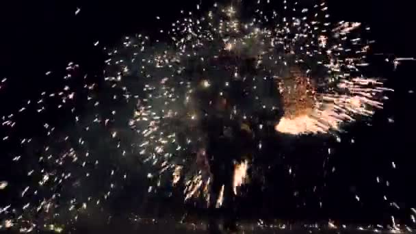 슬로우 모션입니다. 남자 그의 손에 공을 화재의 변합니다. 멋진 불 쇼 — 비디오