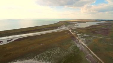 4k hava atış. Dead sea Ukrayna Hava görünümünde. Peyzaj ve deniz zenginliklerini