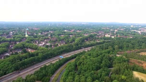 Aerial 4k view. autobahn in Germany Duisburg — Stock Video