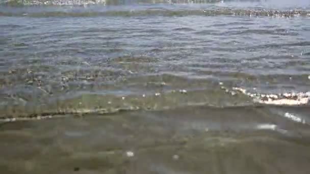 De golven van de Noordzee worden gerold op een zandstrand. Achtergrond van de zee — Stockvideo