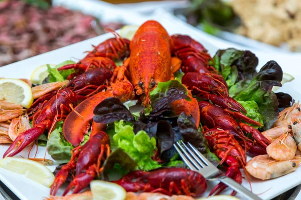 Pişmiş kanser bir düğün için bir ziyafet masada. Bira için snack