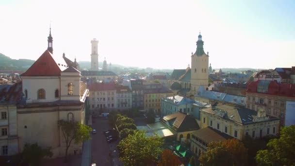 Aerial Lviv Opera e Ballet Theatre. Belos teatros na Europa . — Vídeo de Stock