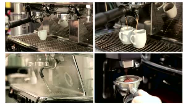 Collage of coffee in the coffee machine — Stock Video