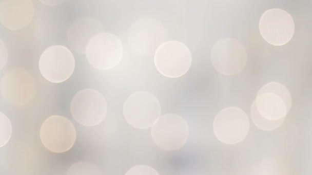 Abstract blurred background of yellow and white bright circles that blink. New year Christmas background — Stock Video