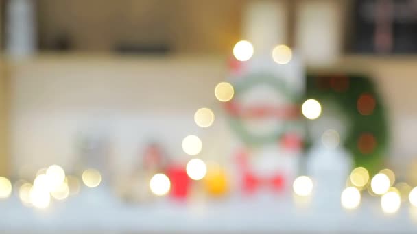 Abstract blurred background Christmas decorations. of yellow and white bright circles that blink. — 비디오