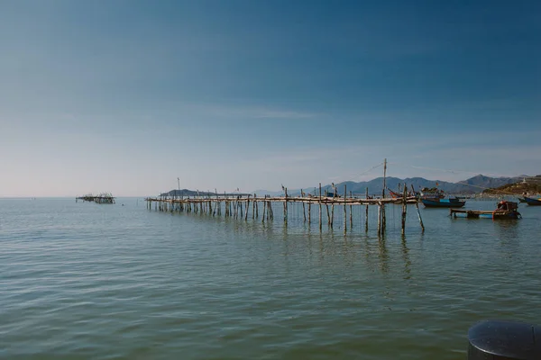 Trästrukturer Fiskare Nha Trang Vatten — Stockfoto