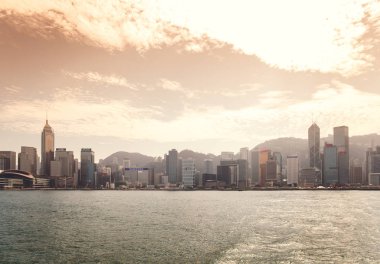 Çin. Hong Kong. 31 Aralık 2016. Hong Kong 'daki gezinti güvertesinin panoramik görüntüsü
