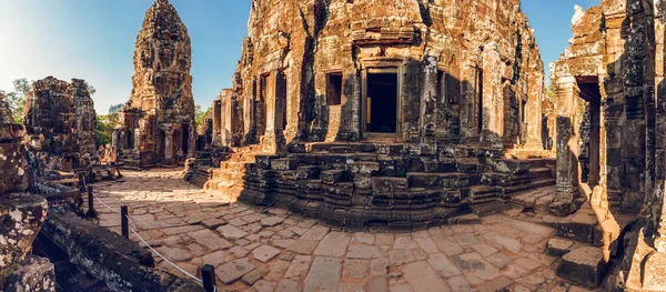 Angkor Thom Temple Smiling Faces Bayon Temple Panoramasiem Reap Cambodia — Stock Photo, Image