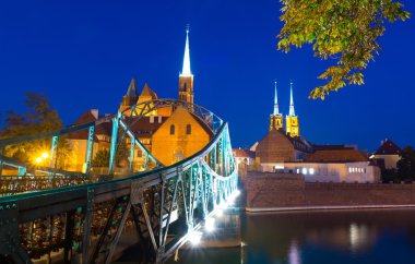 Katedral ada akşam, Wroclaw, Polonya